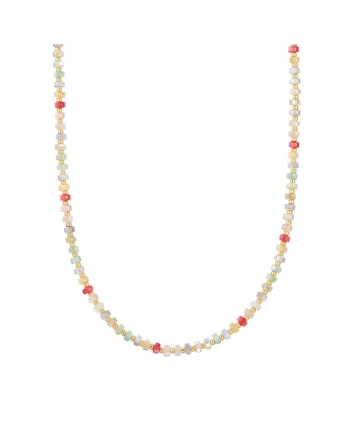 Colier placat cu aur de 14K decorat cu pietre de sticla, Multicolor