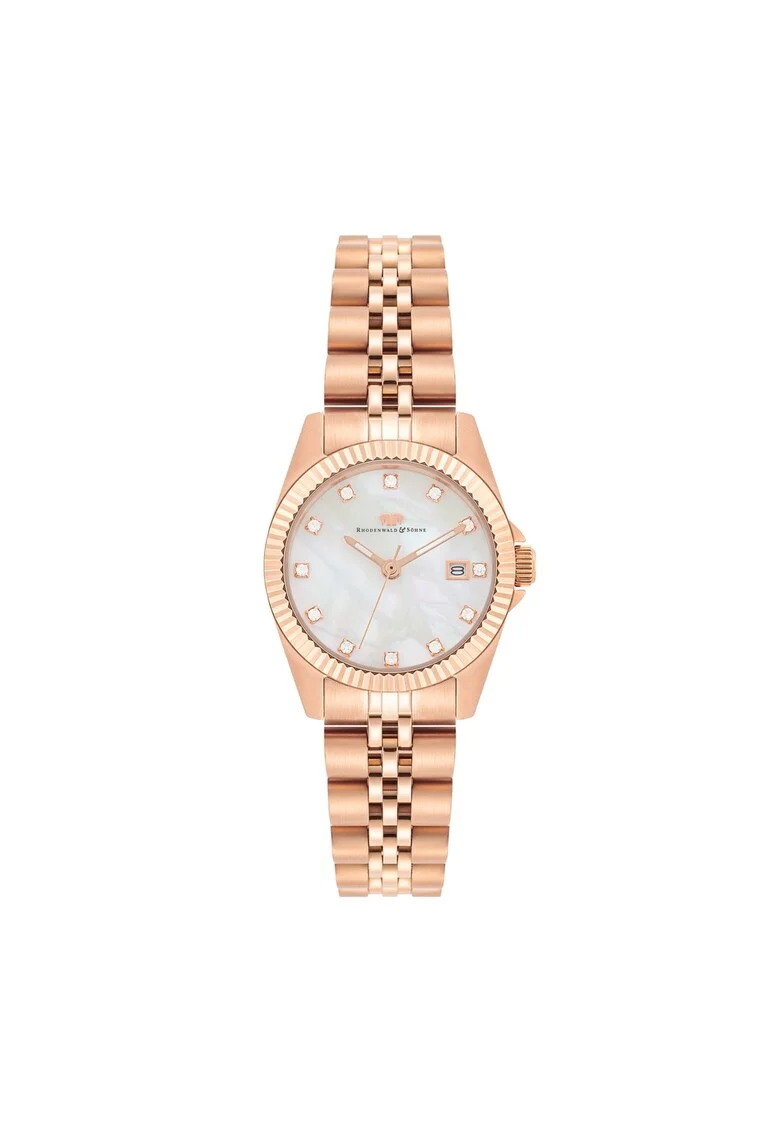 Ceas analog cu cristale, Auriu rose