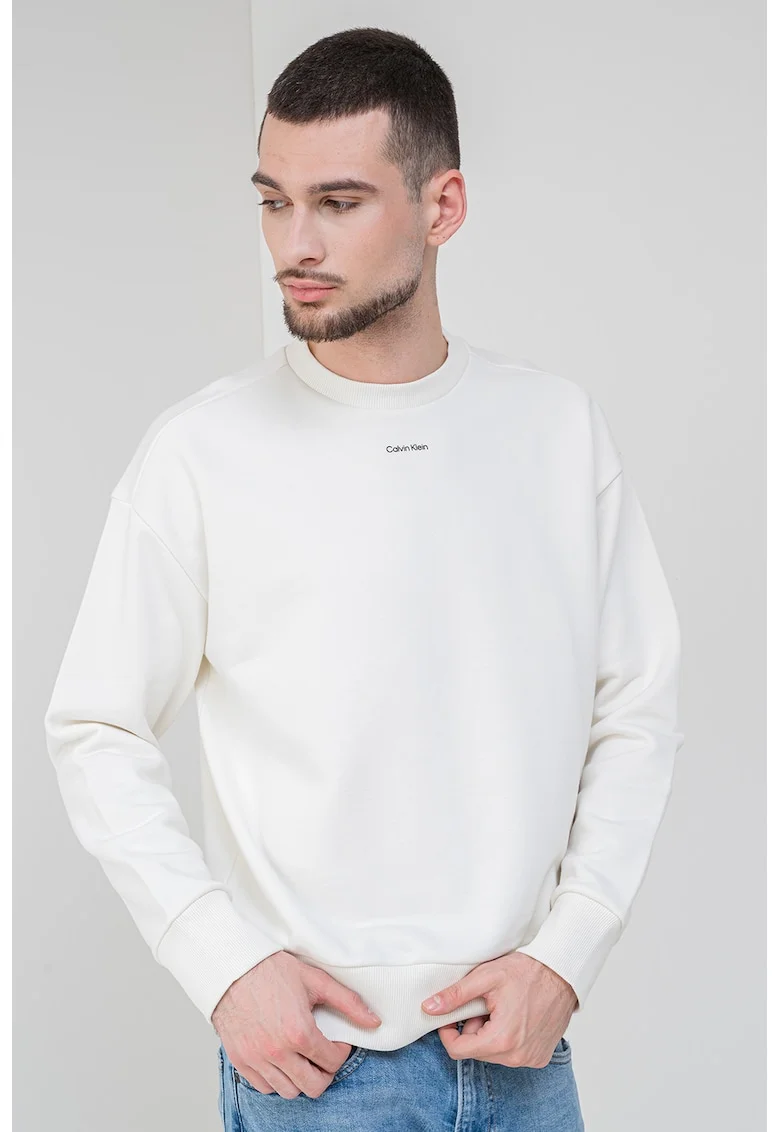 Bluza de trening din amestec de modal si bumbac organic, Alb murdar