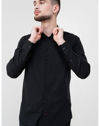 Camasa slim fit din amestec de bumbac, Negru