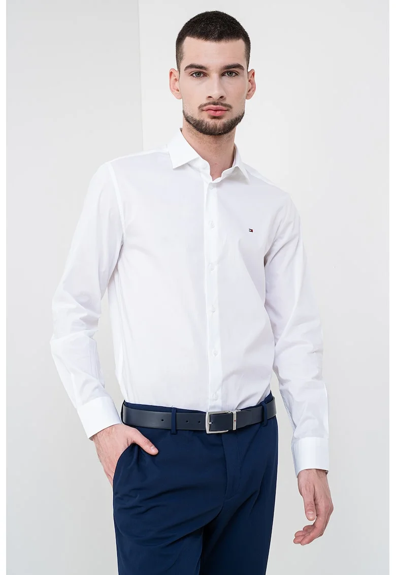 Camasa slim fit din amestec de bumbac, Alb