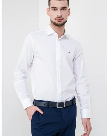 Camasa slim fit din amestec de bumbac, Alb
