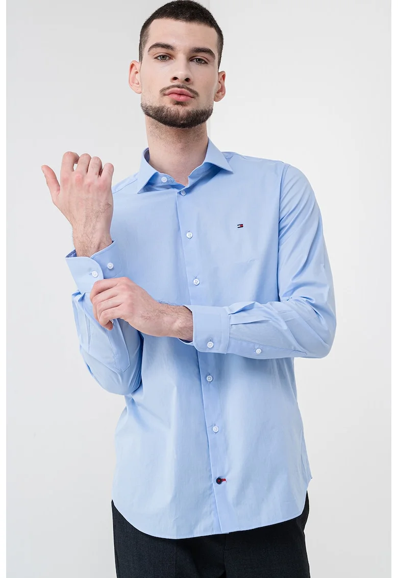 Camasa slim fit din amestec de bumbac, Albastru deschis