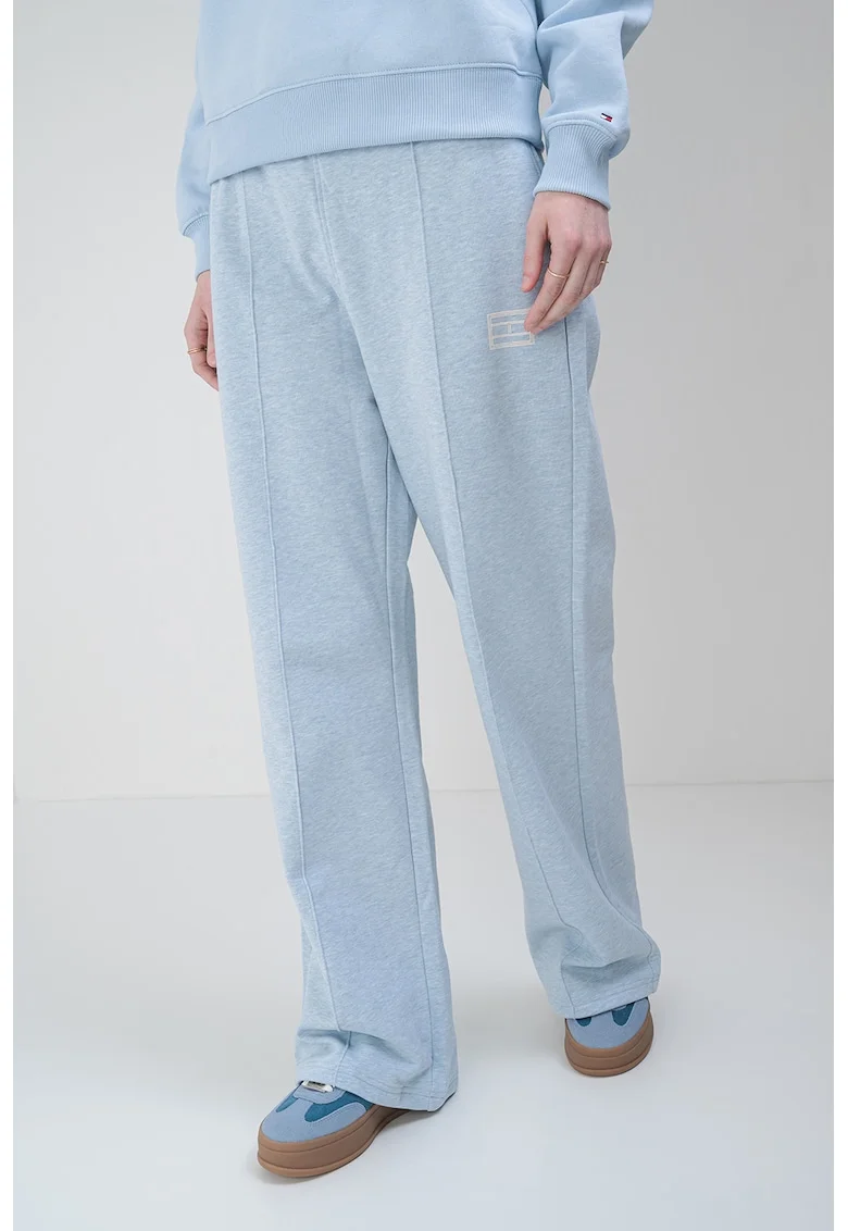 Pantaloni de trening ampli cu snur, Albastru deschis melange