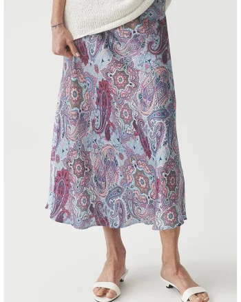 Fusta midi cu imprimeu floral, Multicolor