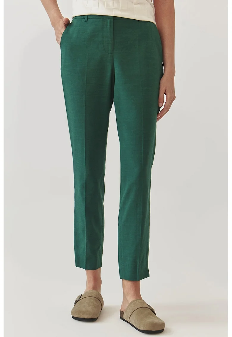 Pantaloni din amestec de lyocell cu pliuri, Verde