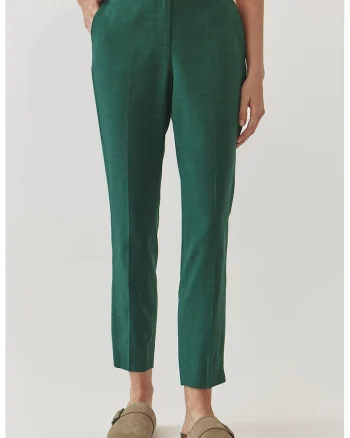 Pantaloni din amestec de lyocell cu pliuri, Verde