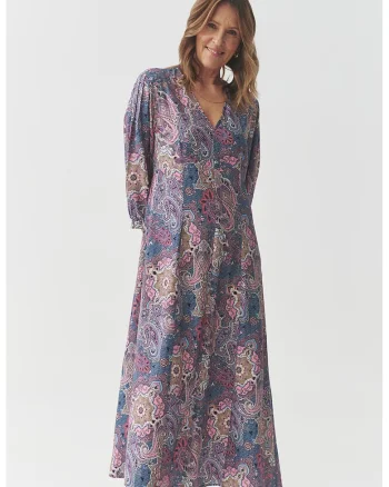 Rochie cu maneci medii si imprimeu, Multicolor