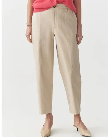 Pantaloni drepti cu model uni, Bej deschis