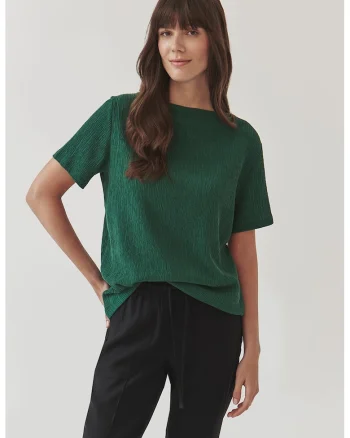 Tricou uni din amestec de lyocell, Verde inchis