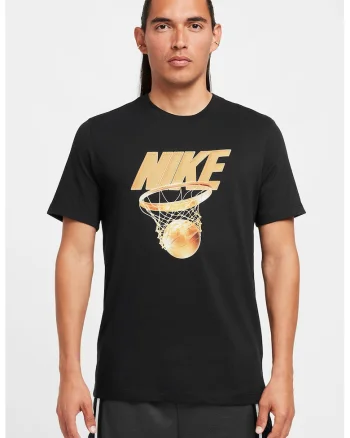 Tricou cu decolteu la baza gatului, logo in relief si imprimeu grafic, Negru/Galben