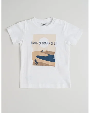 Tricou cu imprimeu grafic si text, Alb optic