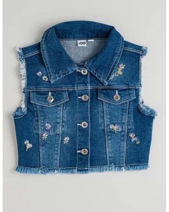 Vesta din denim cu nasturi, Albastru deschis
