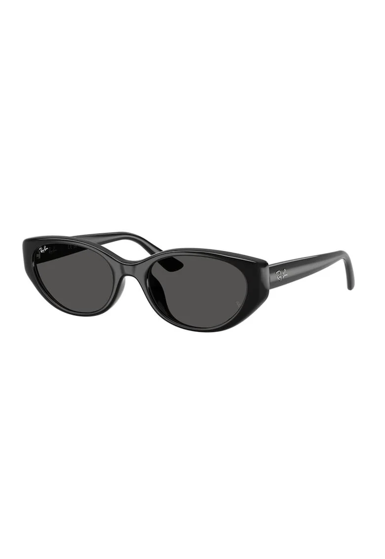 Ochelari de soare ovali cu lentile de culoare uniforma, Negru
