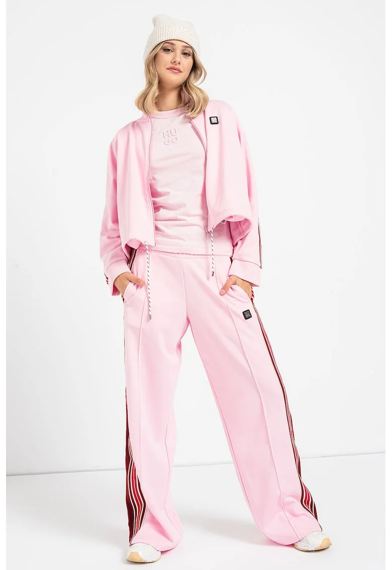 Bluza sport crop cu fermoar Daseidon, Visiniu/Roz zmeuriu/Roz pastel