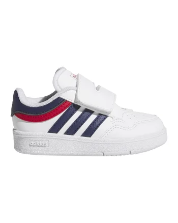 Pantofi sport de piele ecologica cu velcro Hoops 4.0, Alb optic/Rosu vermillion/Bleumarin