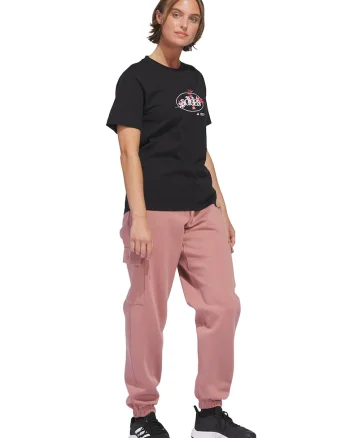 Tricou cu imprimeu logo si decolteu la baza gatului, Negru/Coral/Alb optic