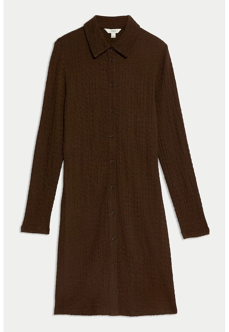 Rochie-camasa midi texturata, Maro inchis