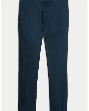 Pantaloni chino cu buzunar oblice, Albastru inchis