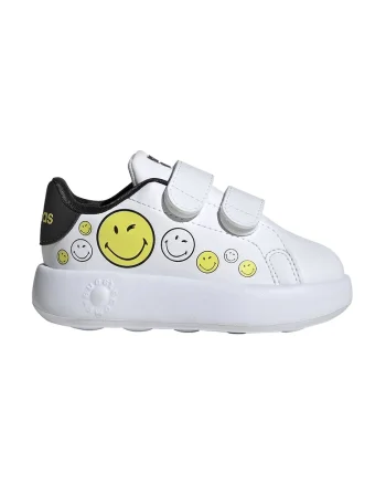 Pantofi sport cu velcro Advantage Smiley, Alb/Negru