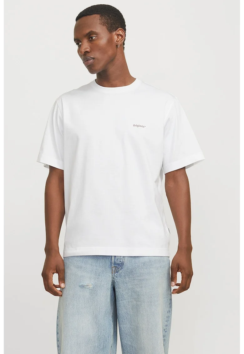 Tricou lejer cu imprimeu pe partea din spate, Alb/Portocaliu