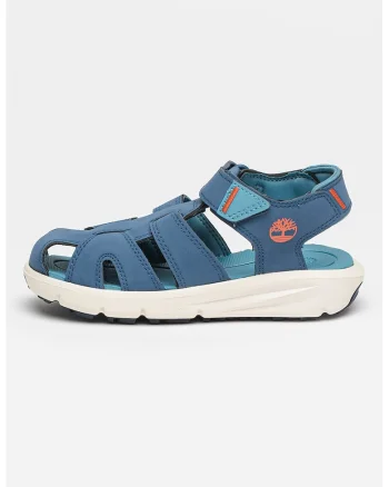 Sandale de piele intoarsa ecologica cu velcro Motion Dune, Albastru inchis