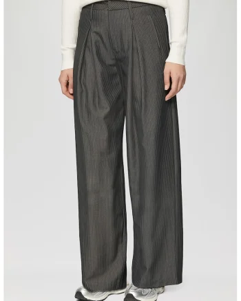 Pantaloni eleganti cu croiala ampla, Alb/Gri antracit