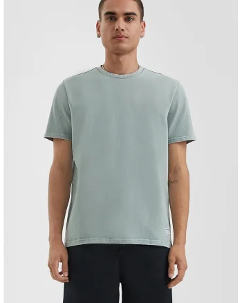 Tricou de bumbac cu decolteu la baza gatului, Verde pal