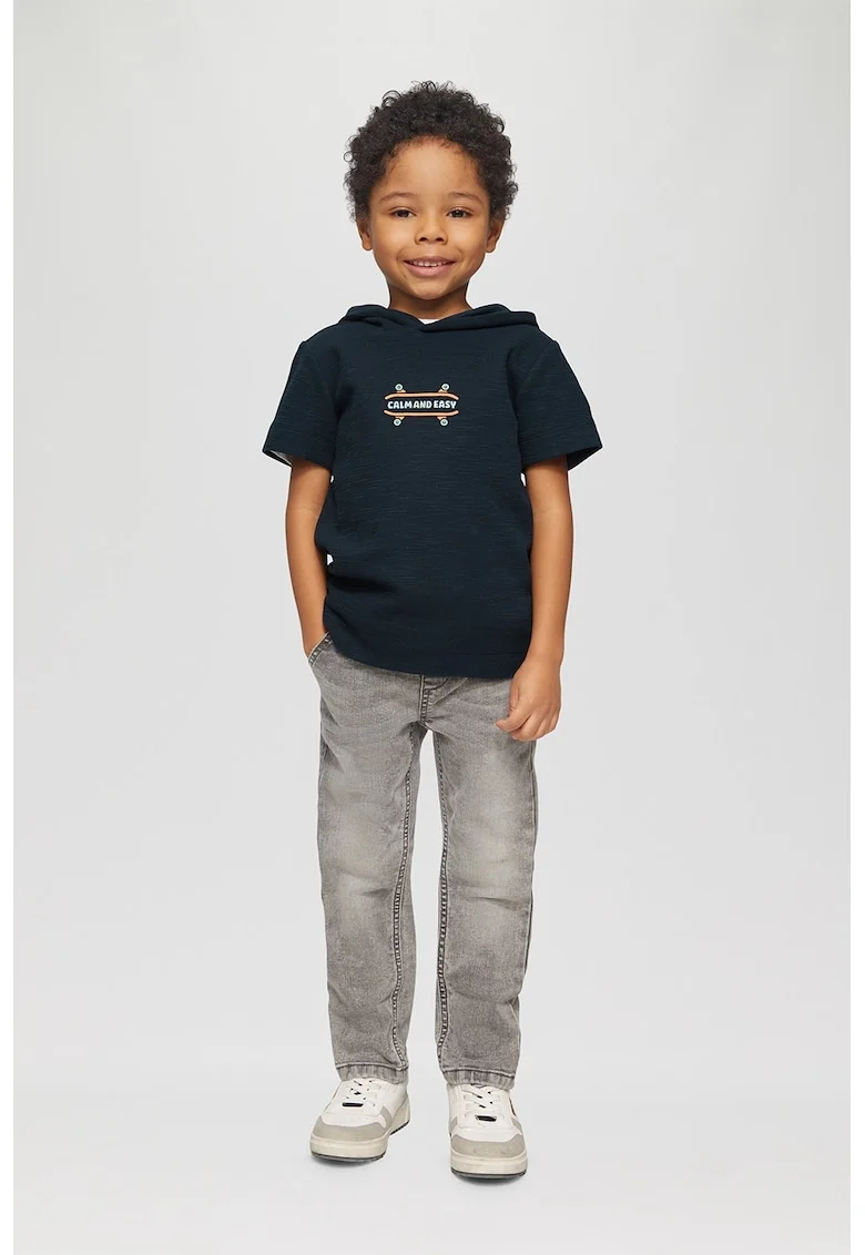 Tricou din amestec de bumbac cu gluga, Albastru ultramarin