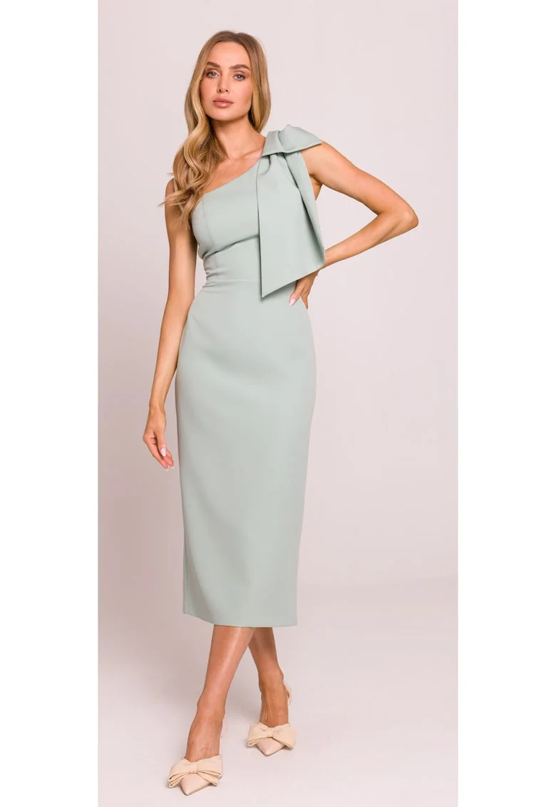 Rochie pe un umar cu funda decorativa,