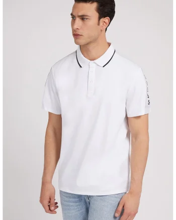 Tricou polo din material pique, Alb