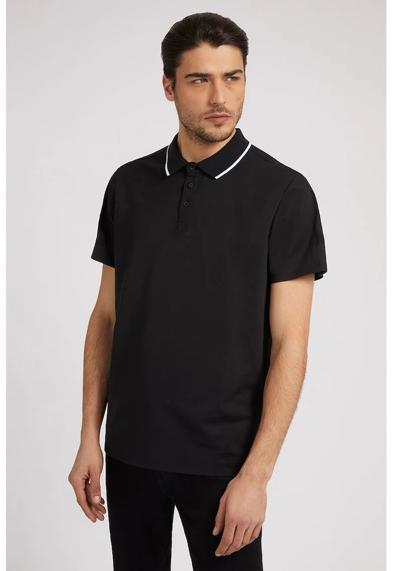 Tricou polo din material pique, Negru