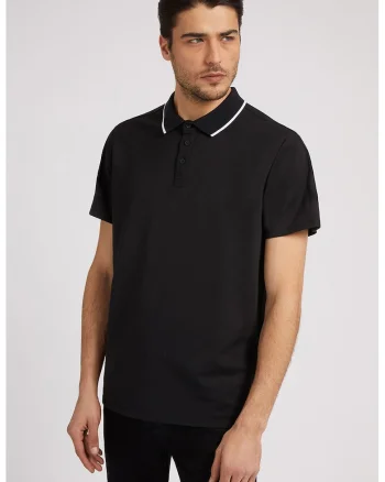 Tricou polo din material pique, Negru