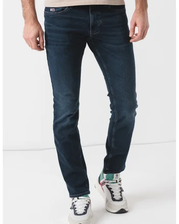 Blugi slim fit cu aspect decolorat, Bleumarin