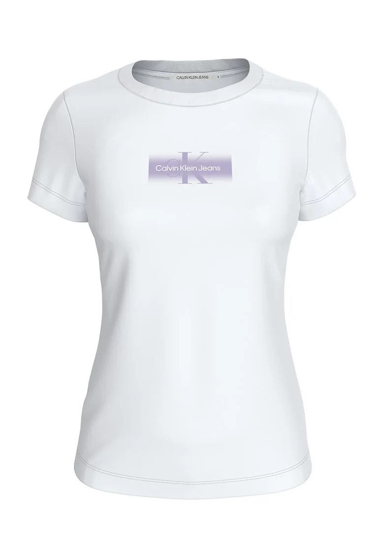 Tricou de bumbac cu logo, Alb/Lila