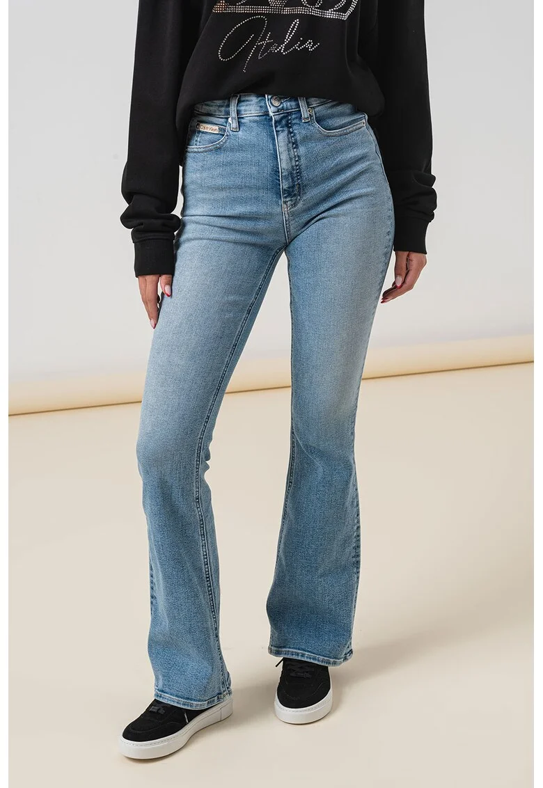 Blugi bootcut cu talie inalta, Albastru deschis