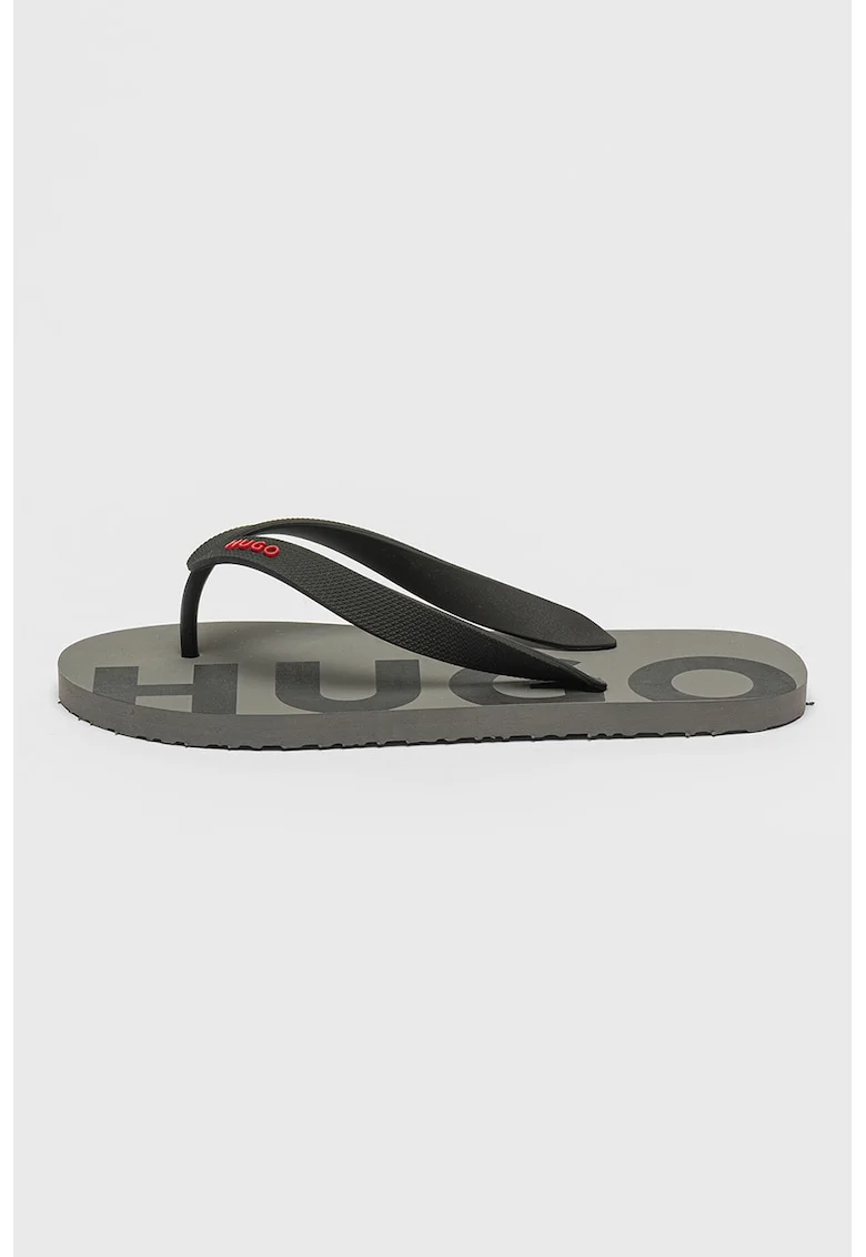 Papuci flip-flop cu logo Arvel, Negru/Gri inchis