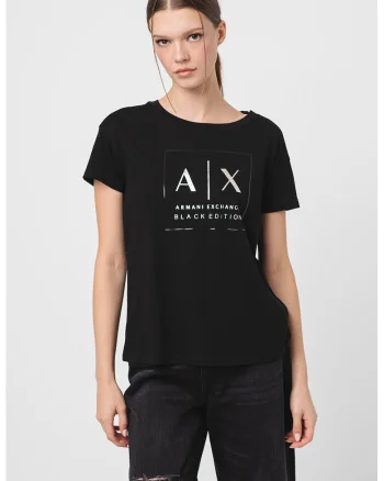 Tricou de bumbac cu logo, Negru/Argintiu