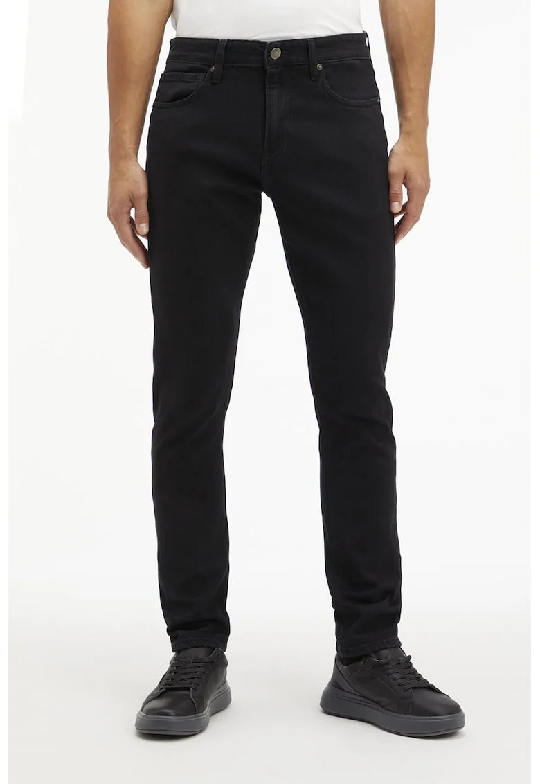 Blugi uni slim fit cu talie medie, Negru stins