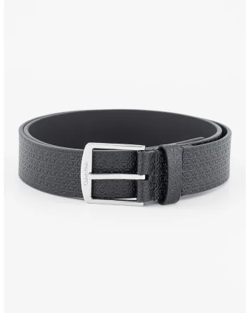 Curea de piele cu logo stantat, Negru