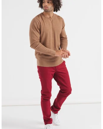 Pulover tricotat fin din lana Merinos, Maro camel