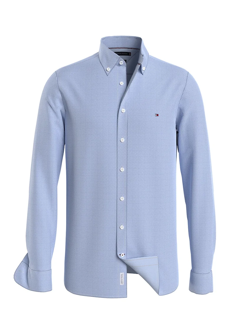 Camasa slim fit cu model, Albastru lavanda