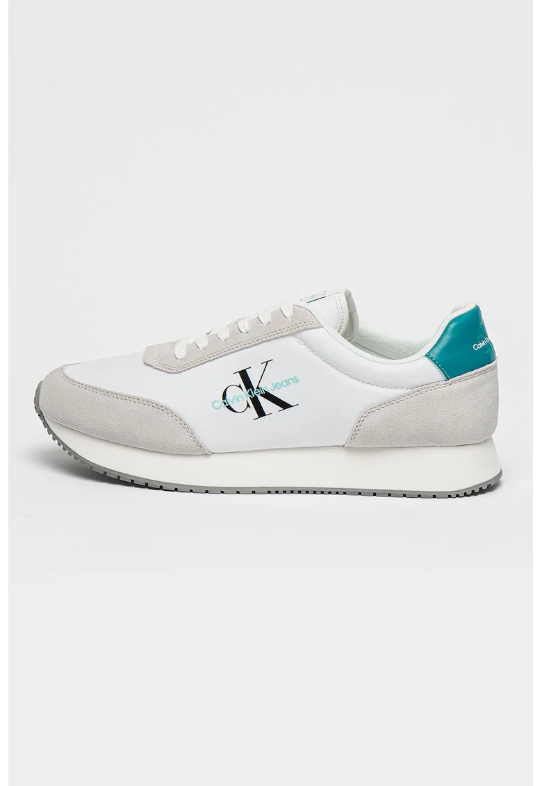 Pantofi sport low-cut cu detalii logo, Alb/Gri