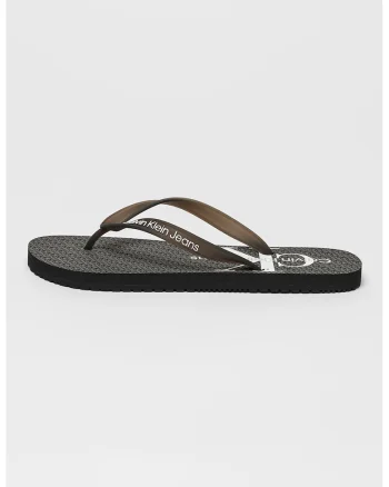 Papuci flip-flop cu logo, Negru stins