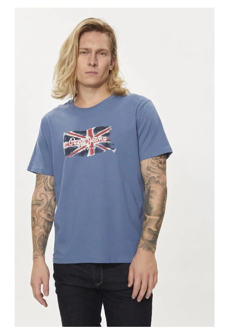 Tricou barbati,  14411, Bumbac, Albastru