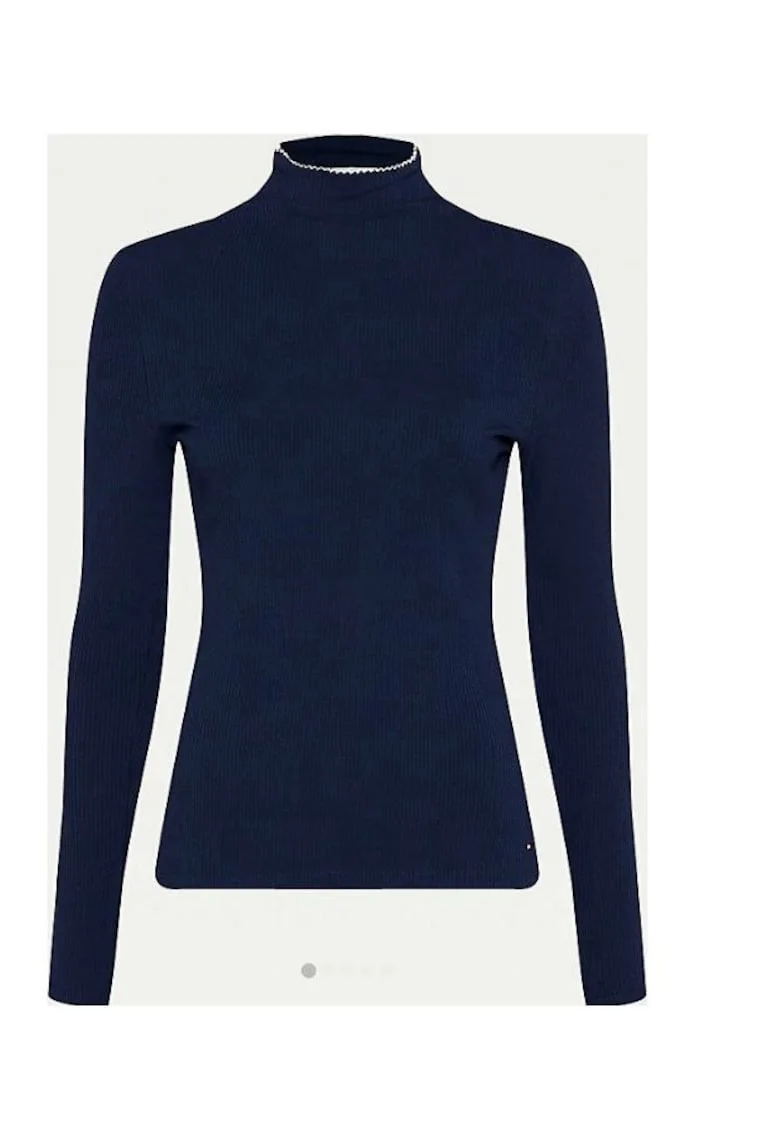 Bluza din amestec de modal cu guler inalt, Bleumarin,