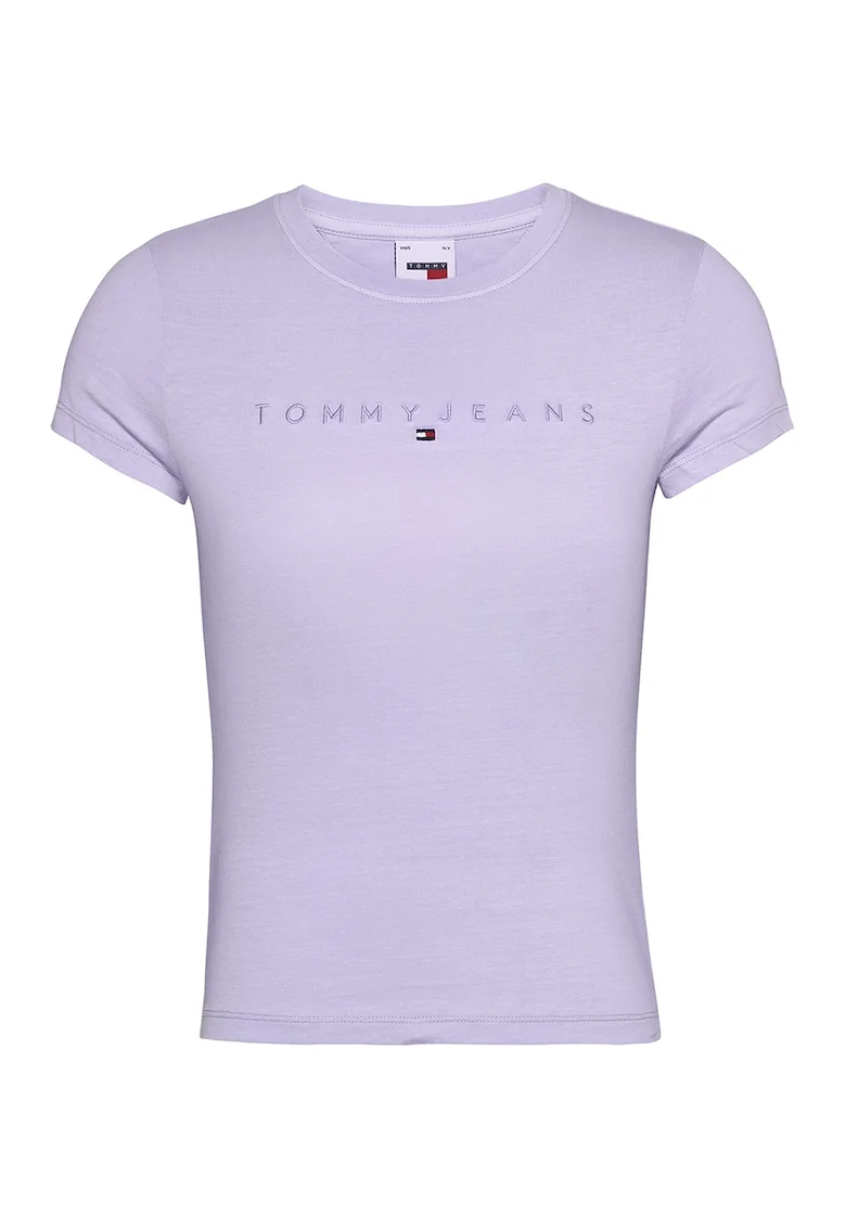 Tricou din bumbac organic cu broderie logo, Lila