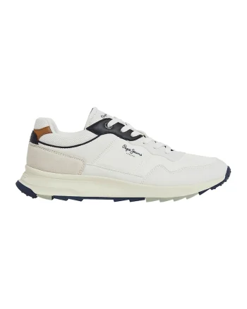 Pantofi sport cu insertii de piele intoarsa, Alb/Bleumarin