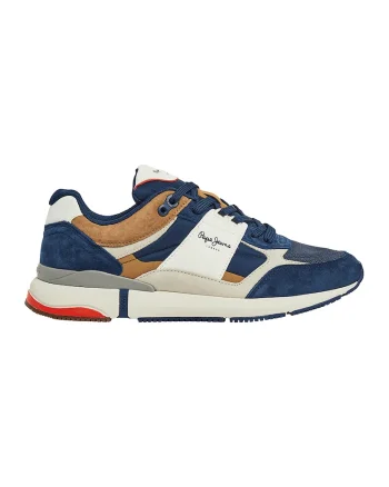 Pantofi sport colorblock cu insertii de piele intoarsa, Albastru inchis