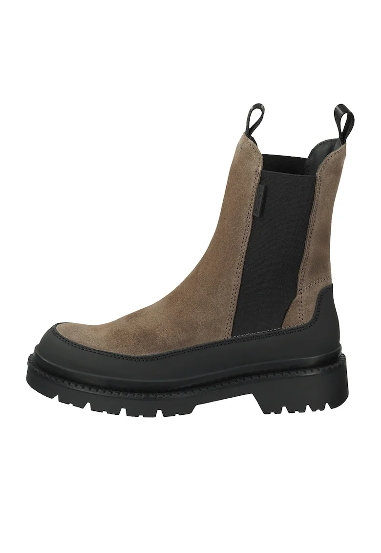 Ghete Chelsea de piele intoarsa, Maro taupe